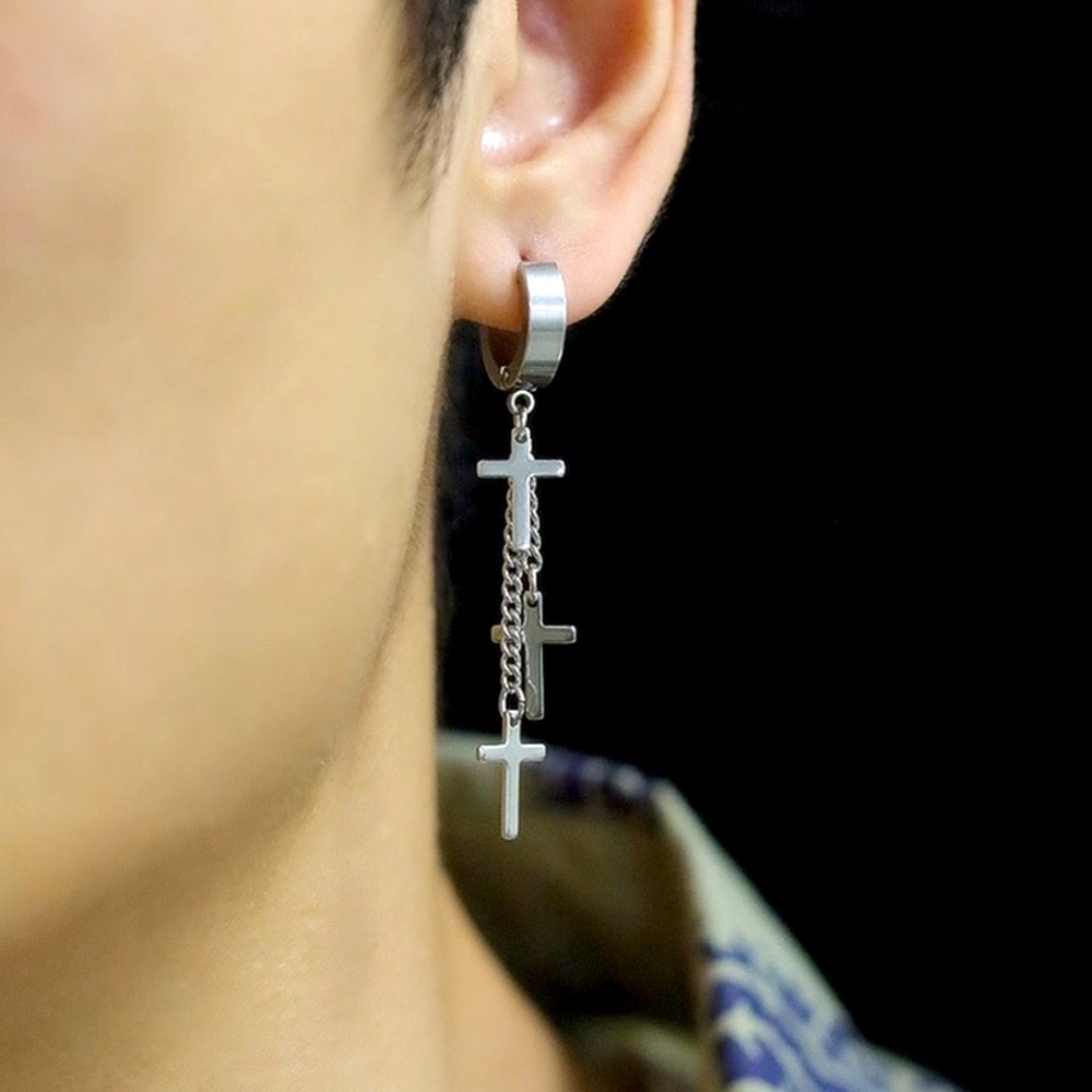 Stainless Steel Triple Cross Earring!